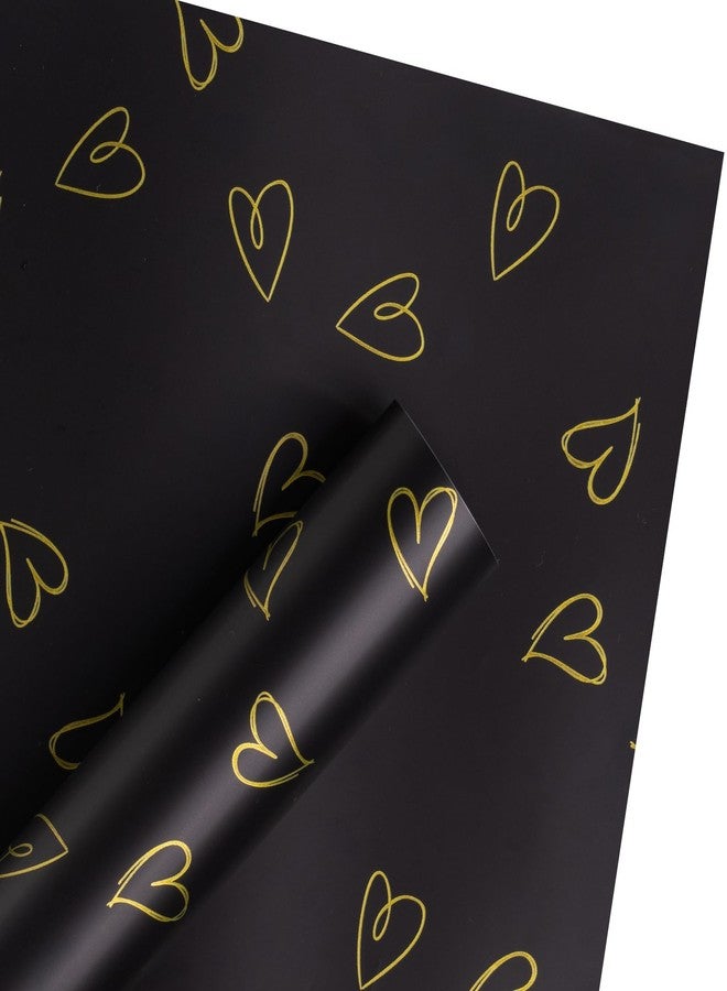 WRAPAHOLIC 20 Sheets Flower Wrapping Paper - 22.8 x 22.8 inch Black Love Design Water-Resistant Floral Bouquet Wrapping Paper, Florist Supplies Packaging for Wedding Birthday Gift DIY - Image 4
